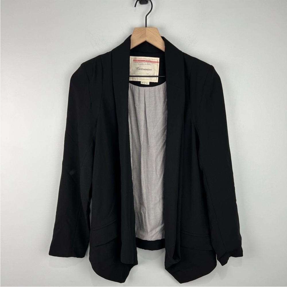 Anthropologie Cartonnier Open Front Blazer Jacket | Black | XS - Picture 2 of 8